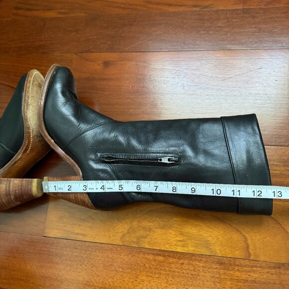 Frye Black Leather Stacked Heel Boots Vintage 1970s - Picture 14 of 14